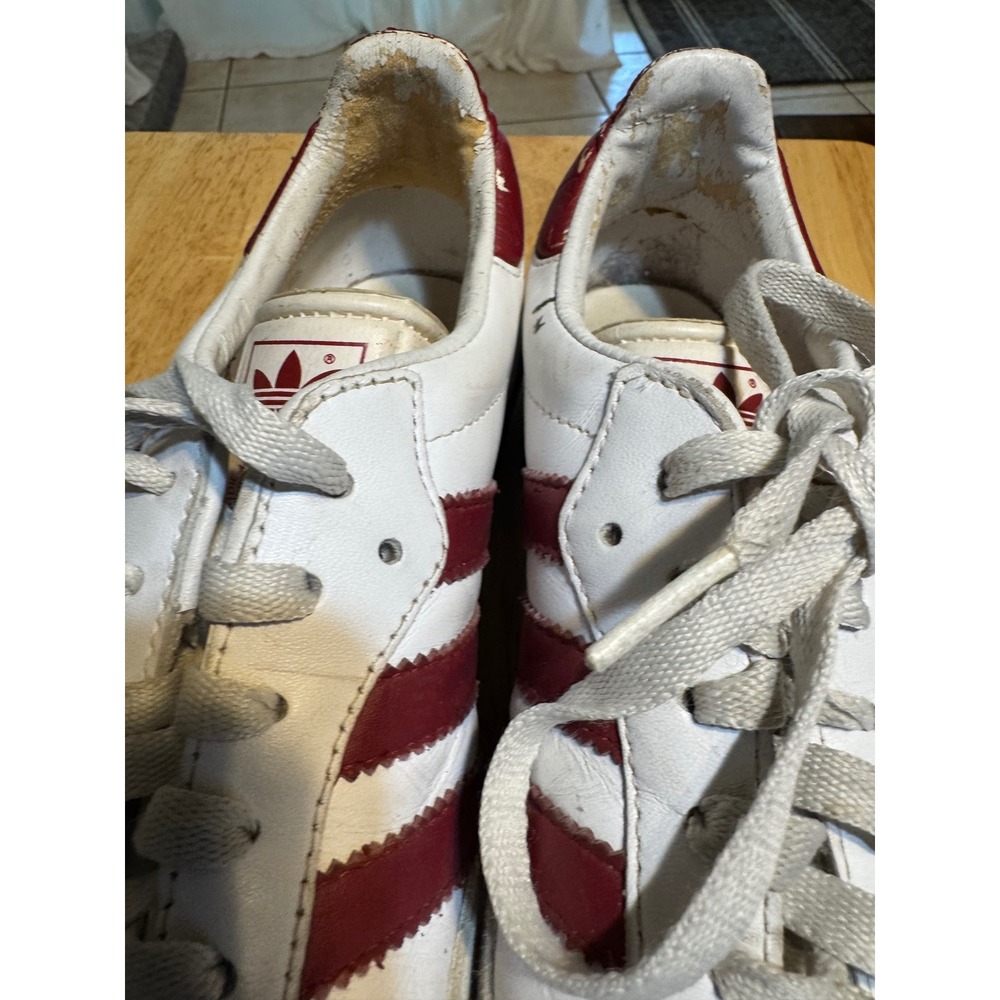 Adidas Samba Vintage Sneakers White Burgundy Red Gum Sole Leather Shoes - Picture 5 of 7